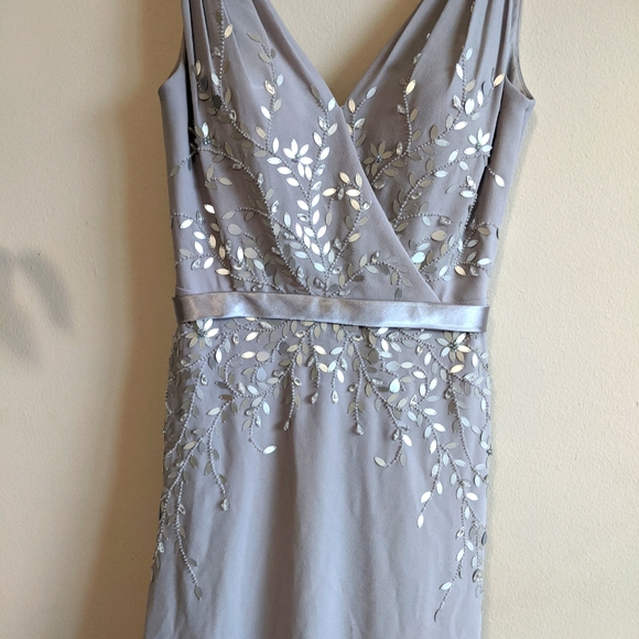 NWOT Le Chateau Silver Beaded Gown - Picture 4 of 13